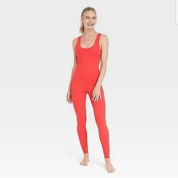 All In Motion Target Red Full Body Jumpsuit- Size Medium - Picture 2 of 9